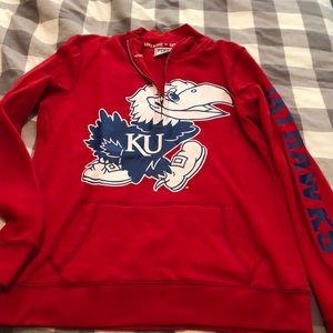 Pink university of Kansas red pull over large